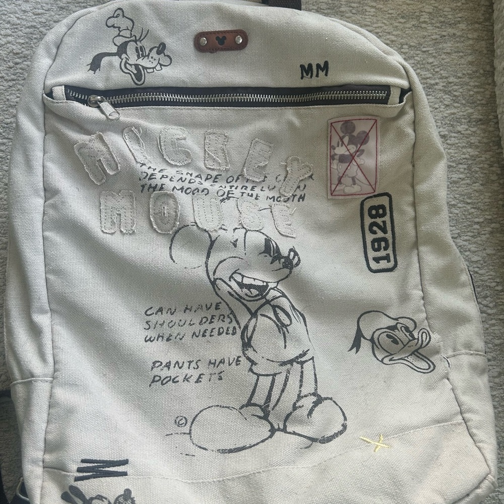 Mickey Mouse Canvas Backpack - Cream